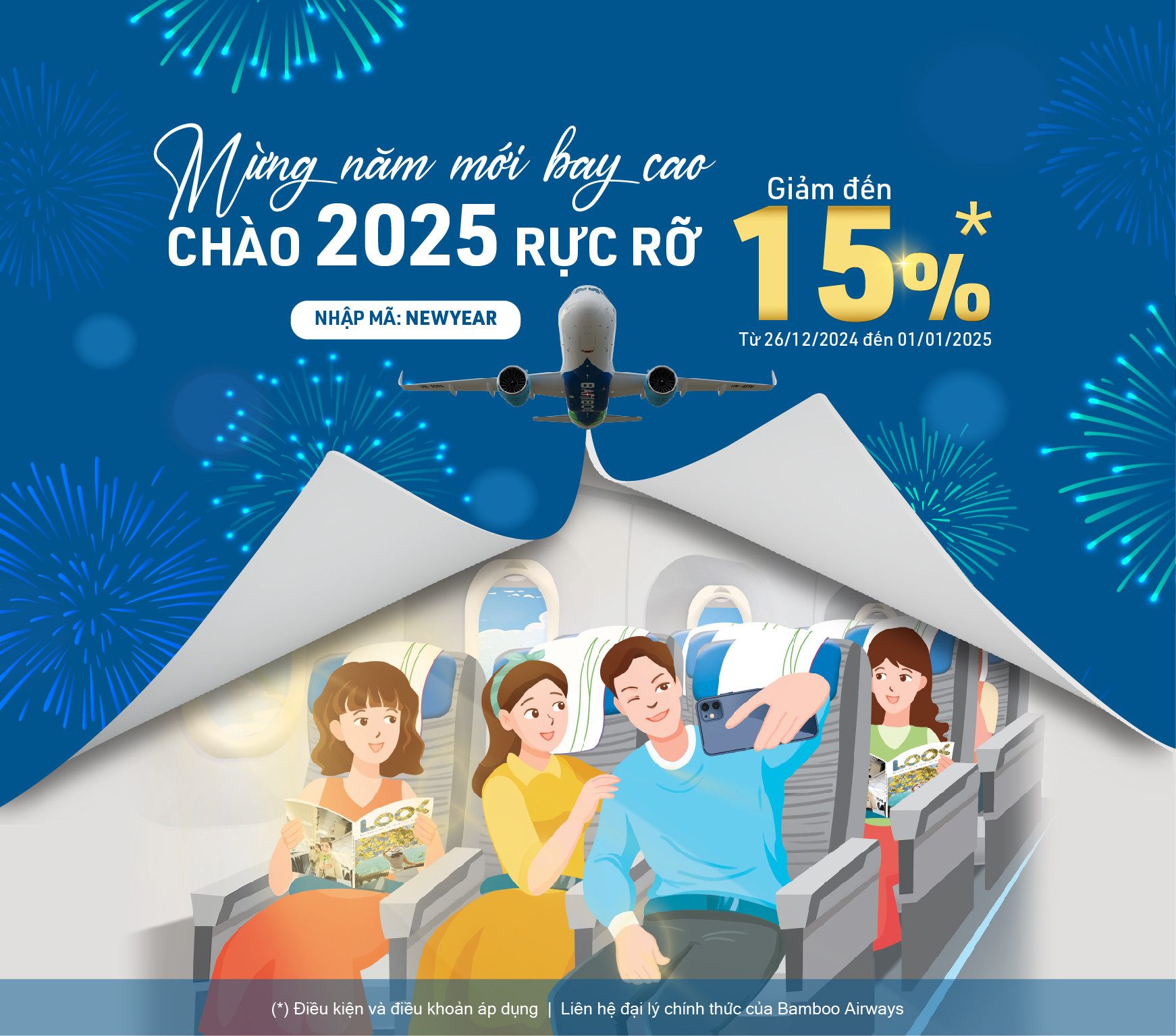 🌟 Mừng năm mới bay cao - Chào 2025 rực rỡ cùng Bamboo Airways! 🌟