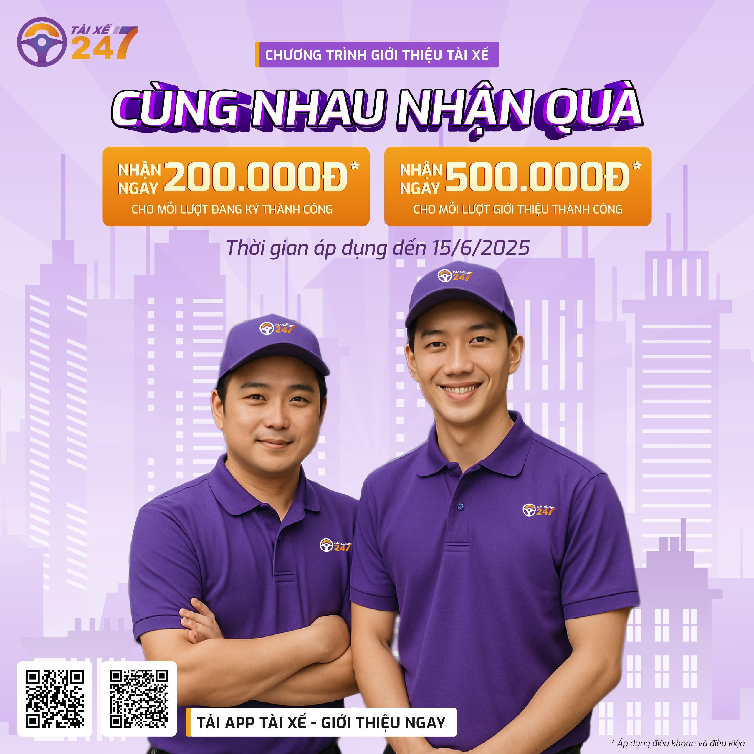 Nhận ngay 500.000 khi giới thiệu tài xế mới cho Taixe247