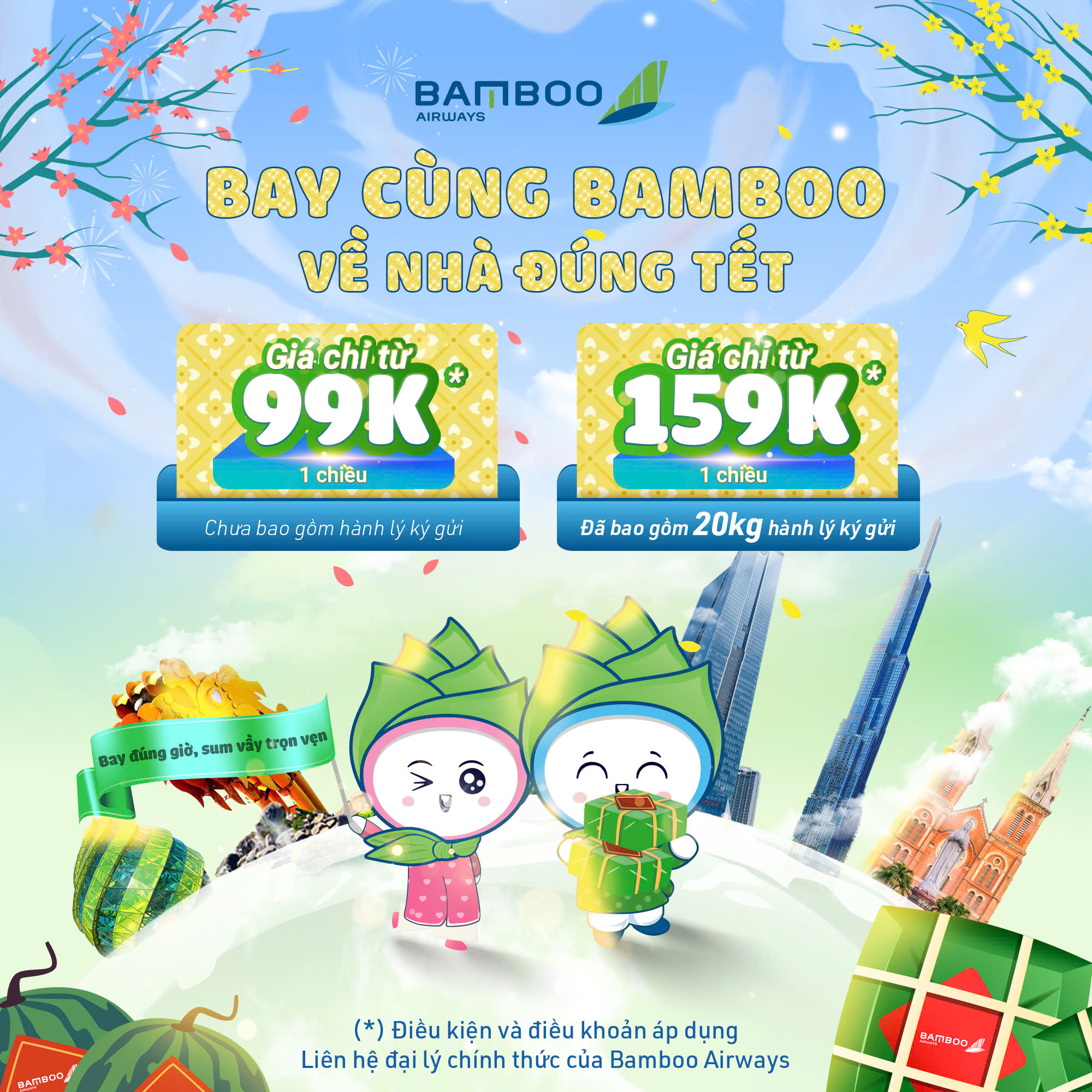 Bamboo Airways tung 350.000 vé Tết 2026 – Giá chỉ từ 99K