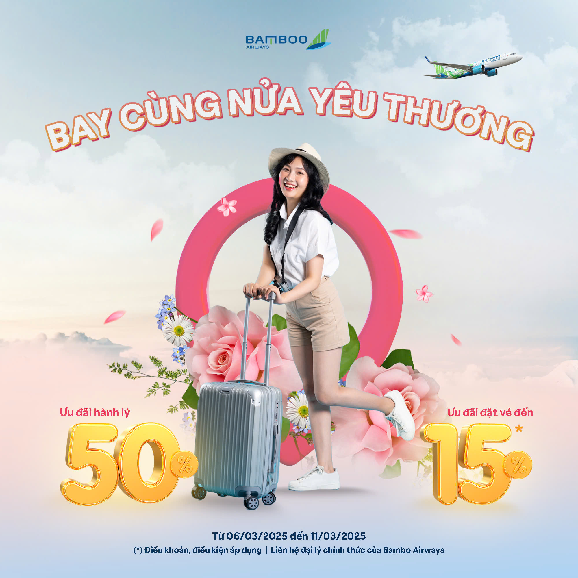 ✈️BAY CÙNG NỬA YÊU THƯƠNG – ƯU ĐÃI 50% HÀNH LÝ