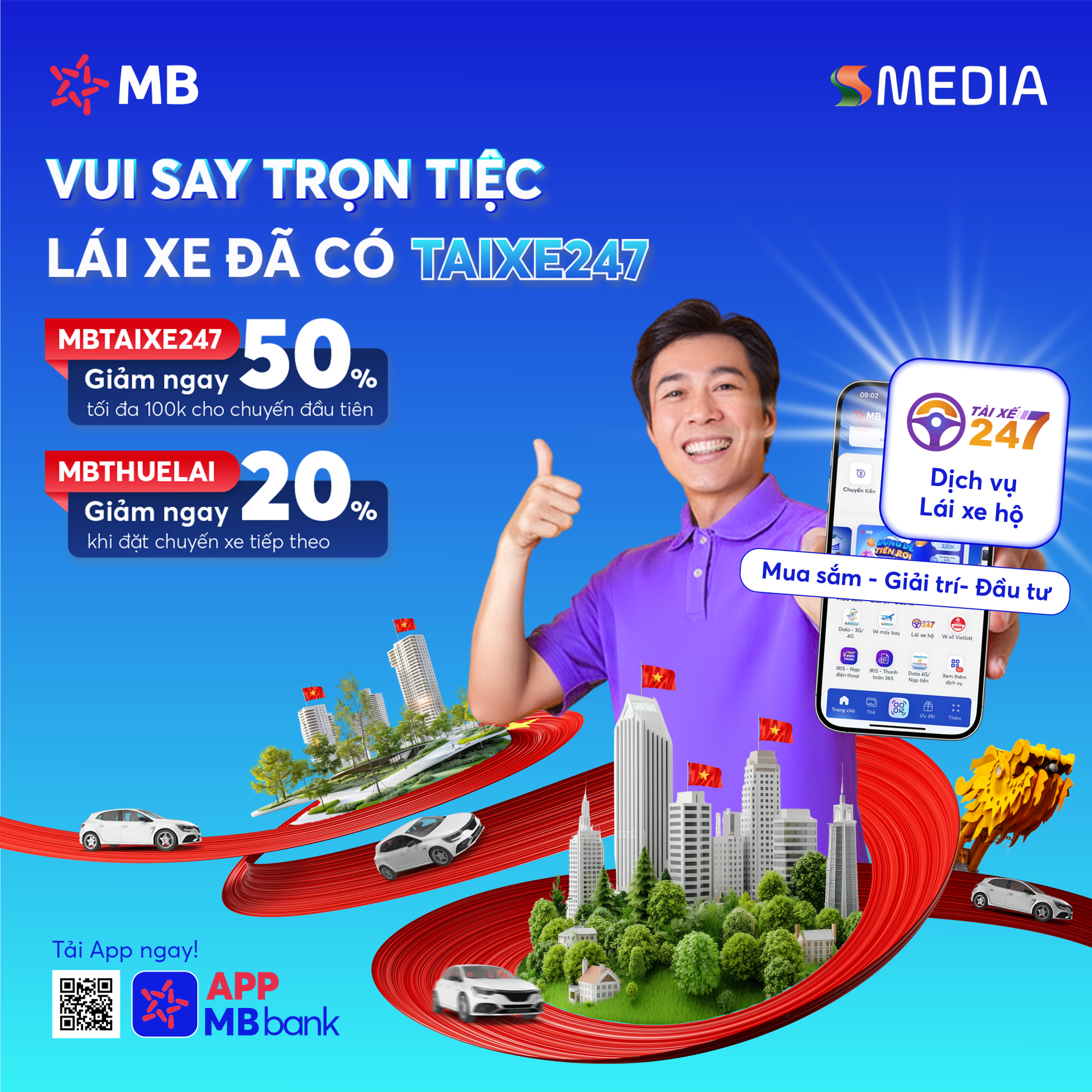 Gọi tài xế lái hộ chỉ với 3 bước đơn giản cùng MBBbank