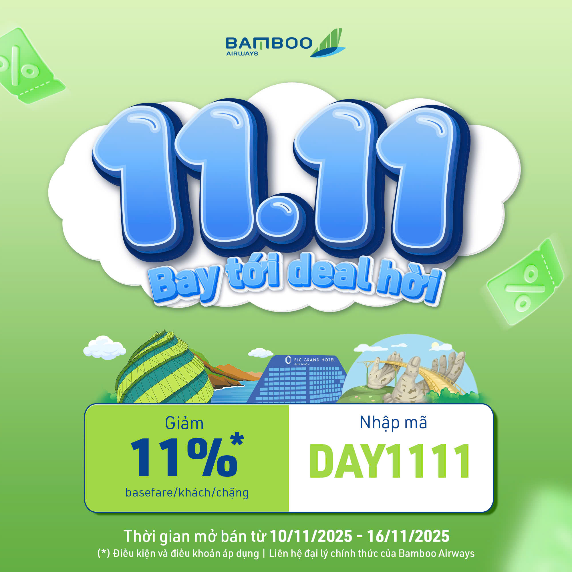 Ngày Lễ Độc Thân – Bay Chill, Săn Deal Cực Hời Cùng Bamboo Airways